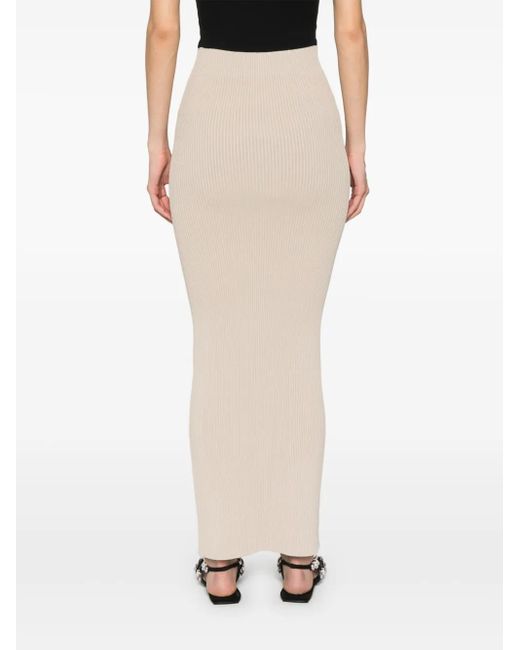 Max Mara White Gerippter Midirock