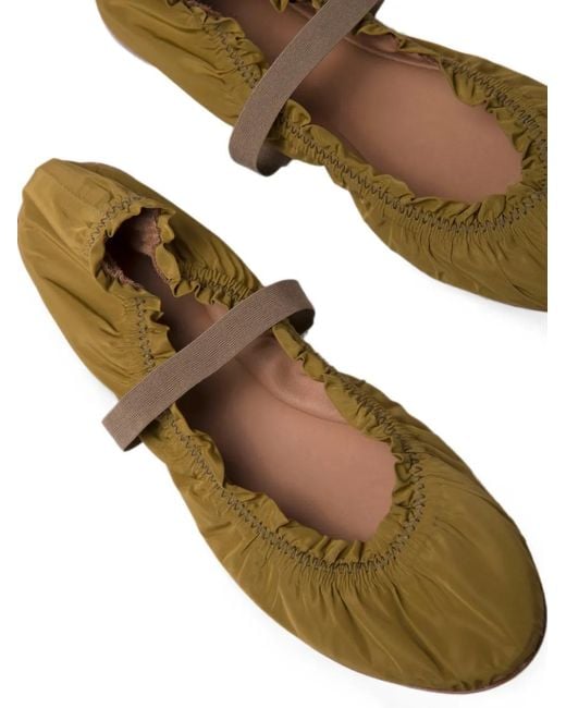 Odissi Green Flora Ruched Ballet Flats
