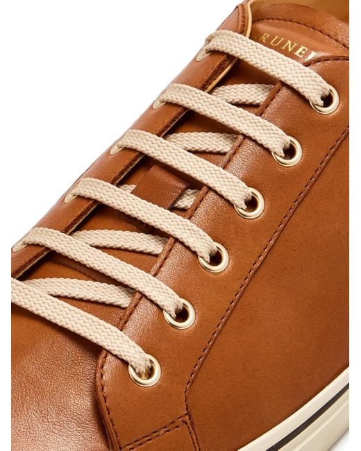 Brunello Cucinelli Brown Leather Lace-Up Sneakers for men
