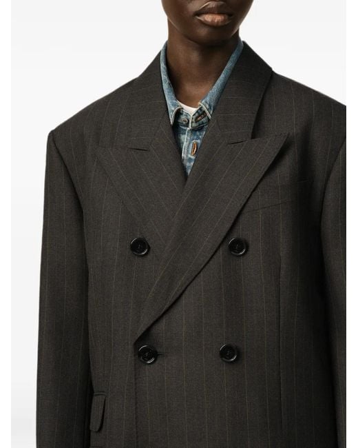AMI Black Wool Double-Breasted Blazer Jacket
