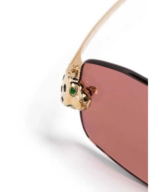 Cartier Pink Rectangle-Frame Sunglasses