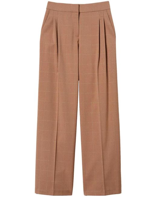 Twinset Brown Check Pattern Palazzo Trousers