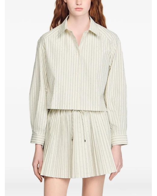Sandro White Long-Sleeve Shirt