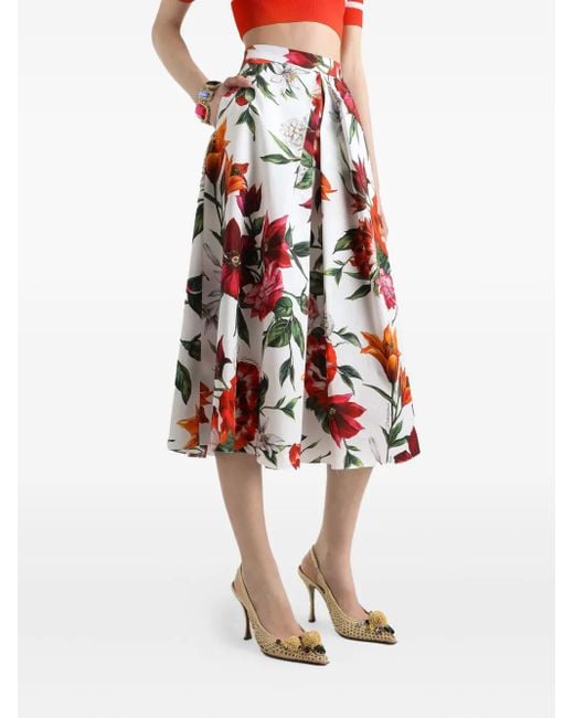 Dolce & Gabbana Multicolor Floral Midi Skirt