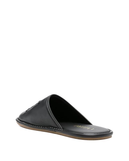 Amiri Black Ma Appliqué Leather Slippers for men