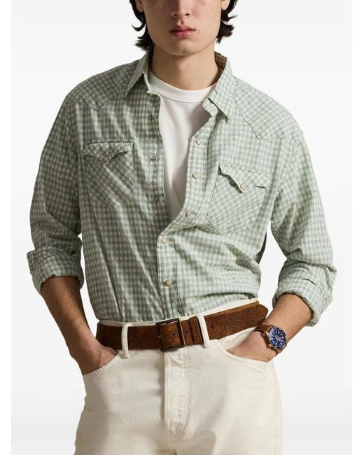 Polo Ralph Lauren Green Checked-Pattern Shirt for men