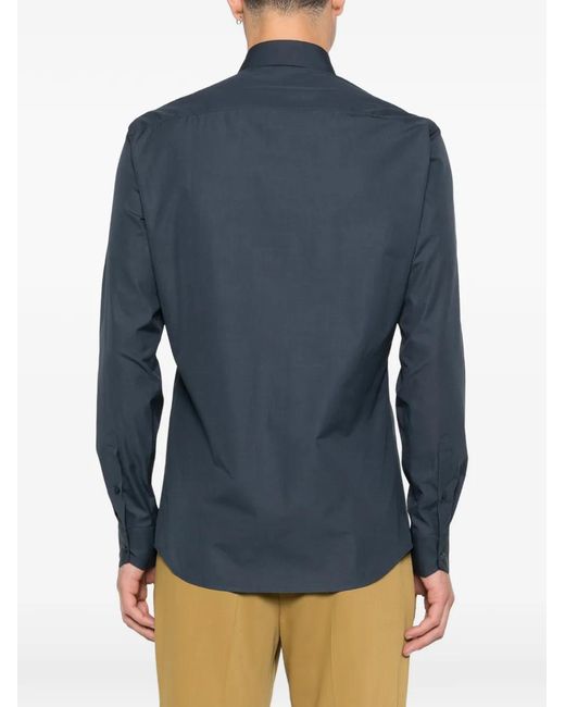 Fendi Blue Logo-Detail Shirt for men