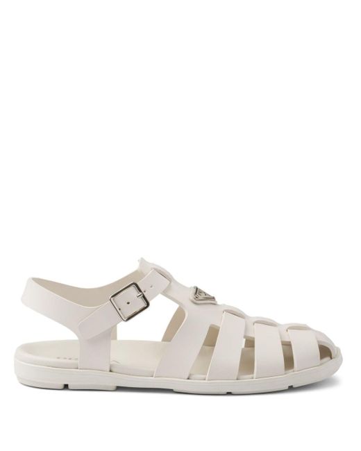 Sandales à logo appliqué Prada pour homme en coloris White