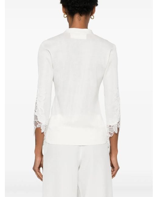 Ermanno Scervino Lace-appliqué Cardigan White