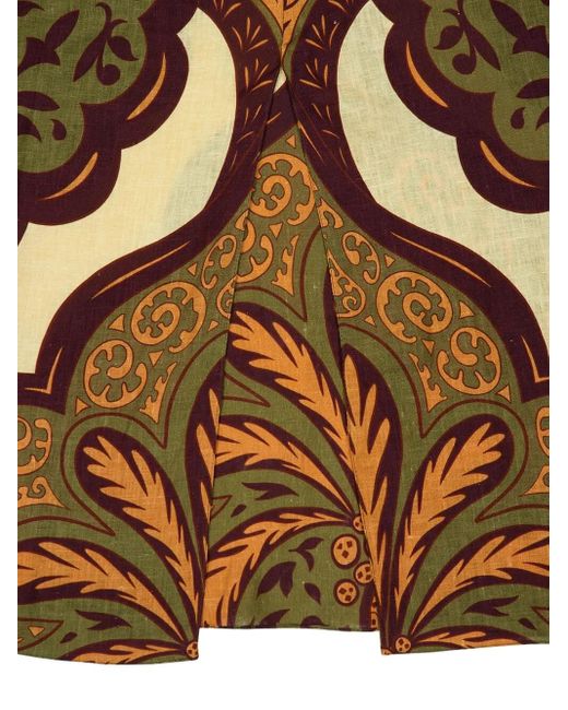 Johanna Ortiz Jurk Met Paisley-Print En Gestrikte Voorkant in het Metallic