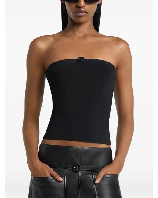Courreges Black Buckle Knit Bustier Top