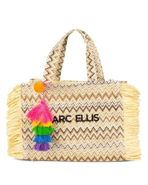 Marc Ellis Metallic Buby Saint Claire Zigzag-Knit Fringed Tote Bag