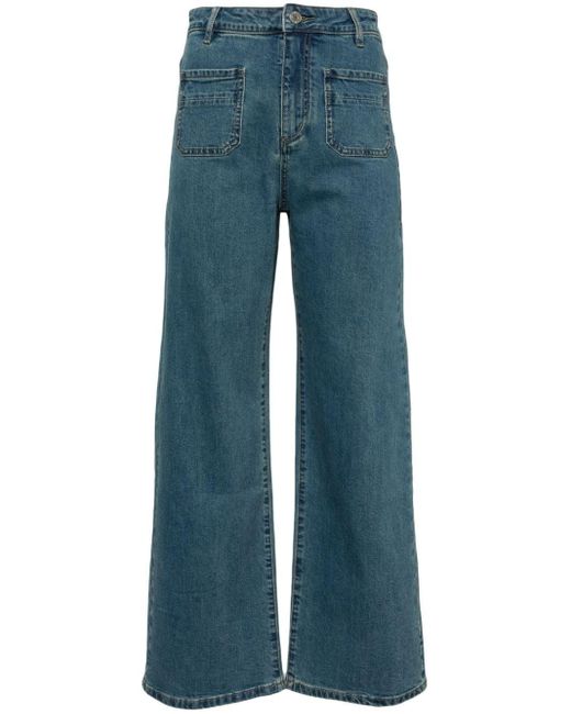 B+ AB Blue Mid-rise Wide-leg Jeans