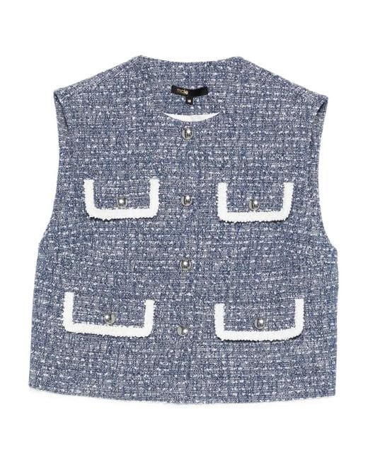 Maje Blue Tweed Vest