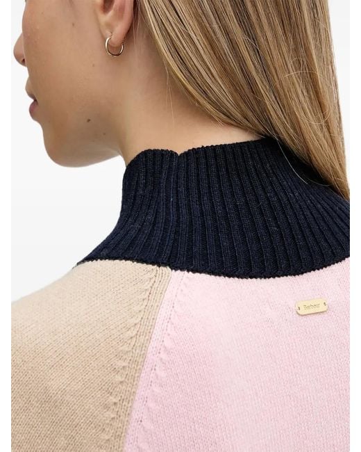 Barbour Blue Colour Block Roll-Neck Sweater