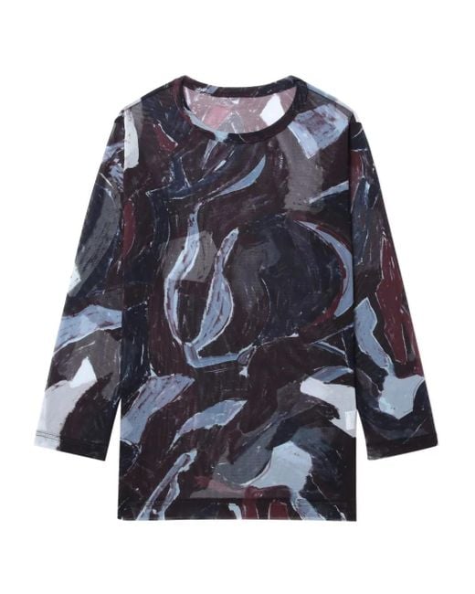 Y's Yohji Yamamoto Blue Abstract-Print T-Shirt