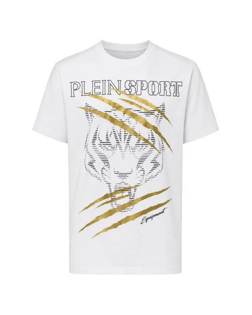 Philipp Plein White Tiger-Print Logo-Print T-Shirt for men