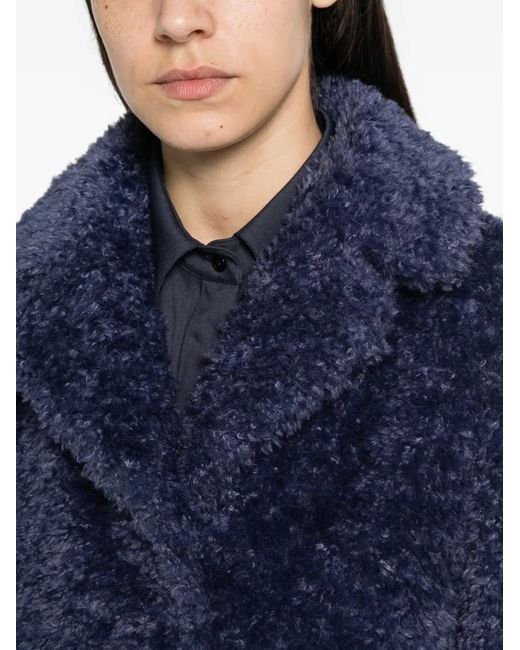 Herno Blue Textured-Finish Notched-Lapel Coat