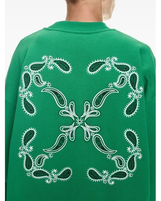 Off-White c/o Virgil Abloh Green Arrow Bandana-Embroidered Cotton Sweatshirt for men