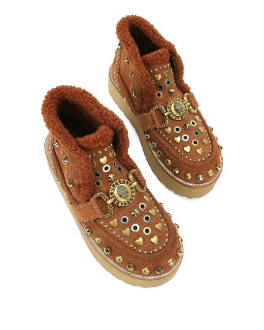 Kurt Geiger Brown Eagle Head Studded Boots
