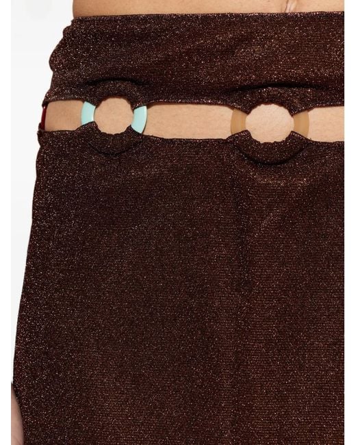Oseree Brown Cut-Out Mini Skirt