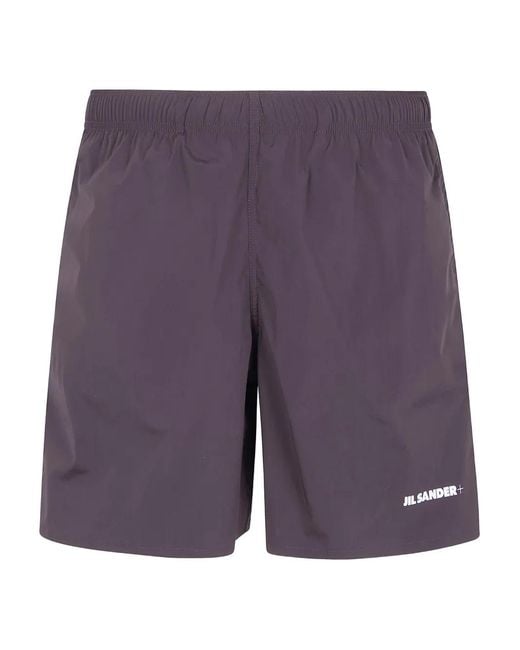 Jil Sander Purple Logo-Print Shorts for men