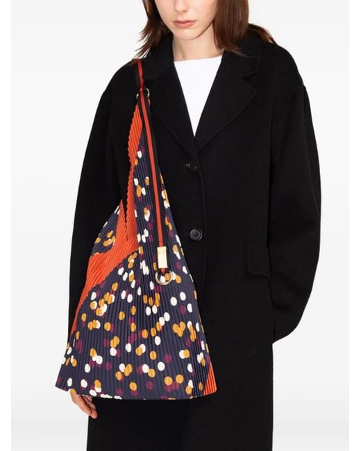 MULTITUDES BAGS Red Valeria Pleated Polka-Dot Shoulder Bag