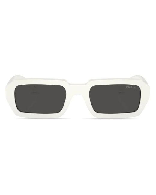 Prada Black Logo-Lettering Rectangular Sunglasses