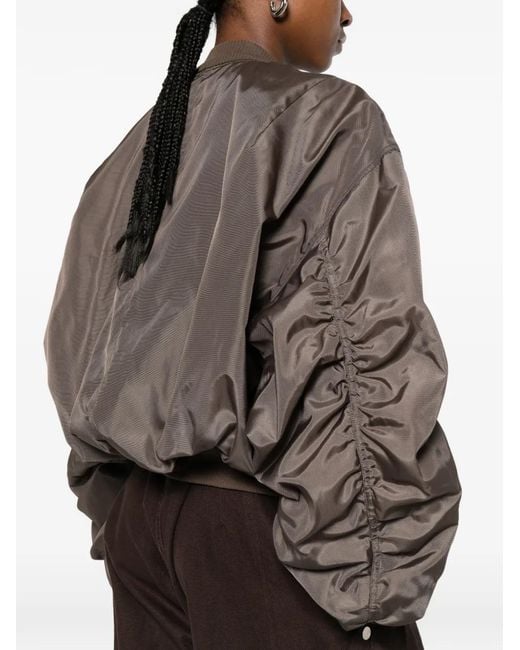 Rick Owens Brown Padded Zip-Up Bomber Jacket