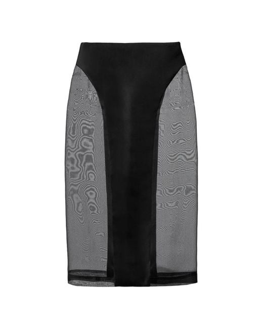 Mia Peculiar Black Jupe Mi-Longue À Effet De Transparence