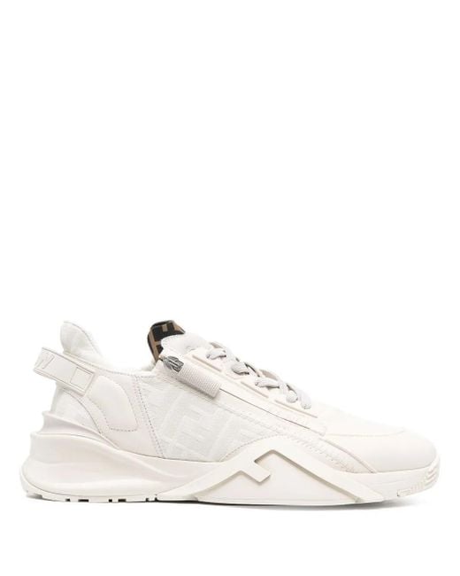 Fendi White Flow Leather Low-top Sneakers - Men's - Calf Leather/rubber/rubberrubber for men