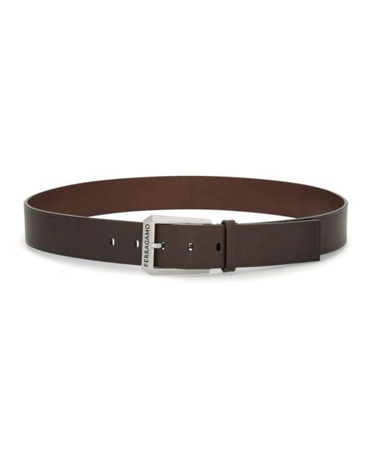 Ferragamo Brown Adjustable Leather Belt for men