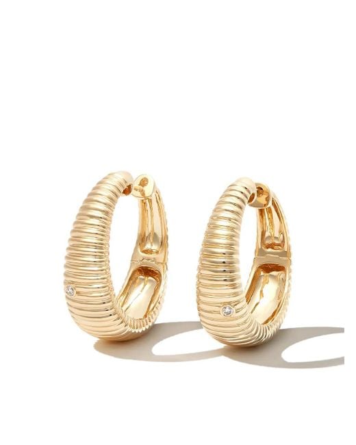 Yvonne Léon Metallic 9Kt Diamond Hoop Earrings