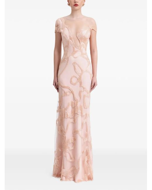 Gemy Maalouf Women's Pink Bead-Embellished Dress - thefunkyskunk.ie