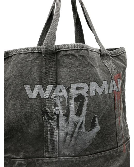 WARMAN Black Graphic Print Tote Bag