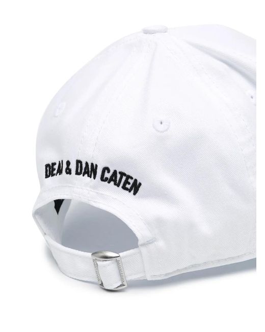 DSquared² Icon Worn Effect White Snapback Cap for men