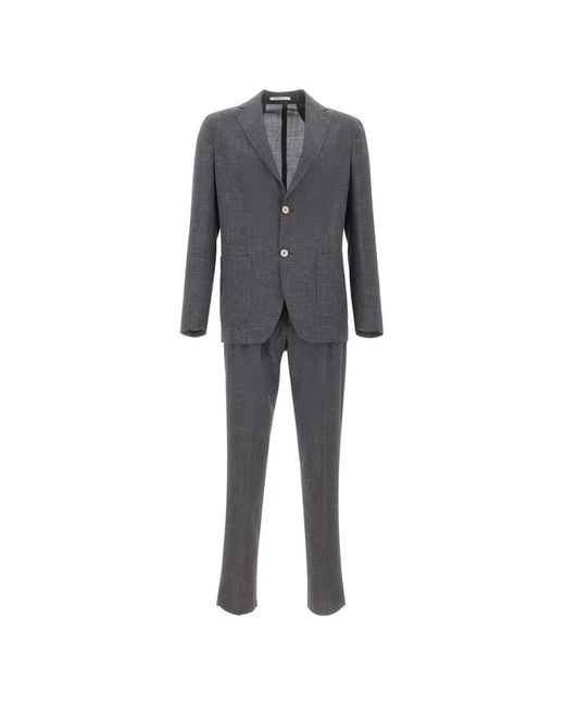 Eleventy Gray Single-Breasted Patch-Pocket Suit for men