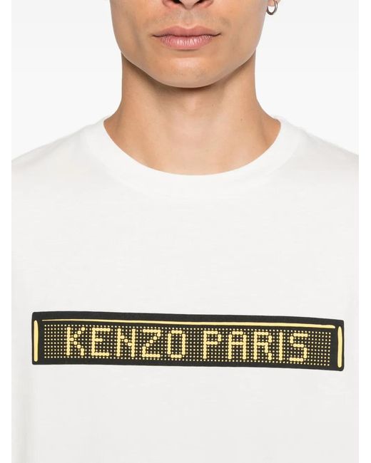 KENZO White Graphic-Print Cotton T-Shirt for men