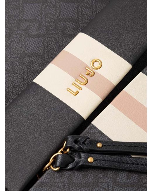 Liu Jo Black Monogram-Print Backpack