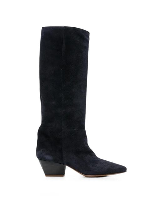 Forte_forte Black Pointed-Toe Suede Knee-High Boots