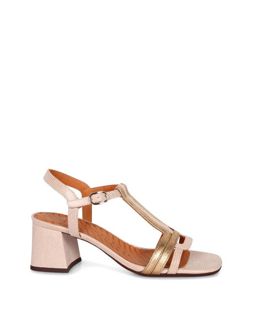 Chie Mihara Pink Lizard-Effect Metallic-Trim Sandals