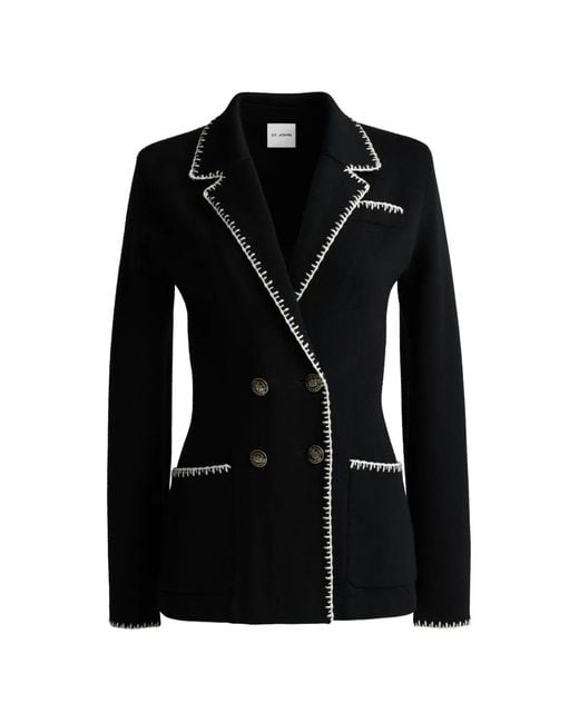 St. John Black Doubleface Knit Blazer