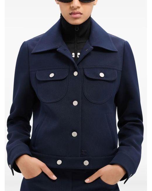 Courreges Blue Trucker Button-Fastening Twill Jacket