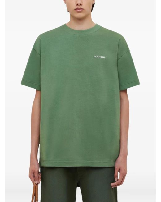 T-Shirt Con Logo di flâneur in Green da Uomo