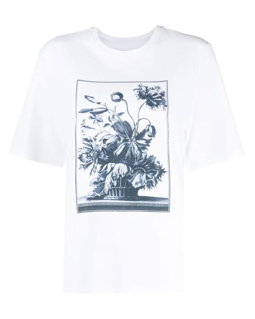 Erdem Blue Graphic-Print Cotton T-Shirt