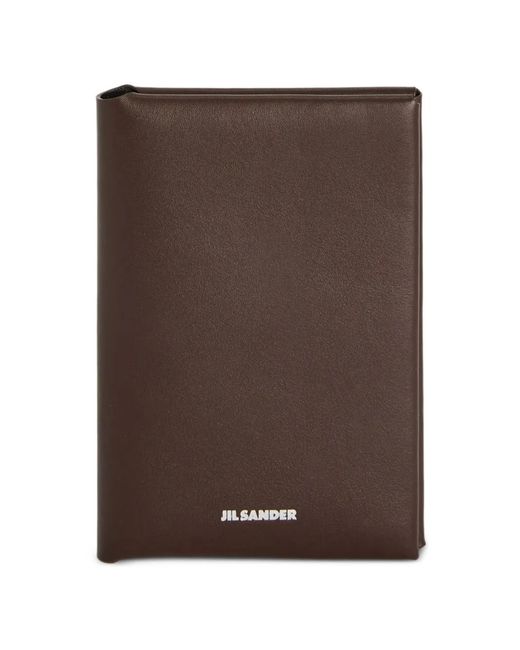 Jil Sander Brown Grained Leather Passport Holder for men