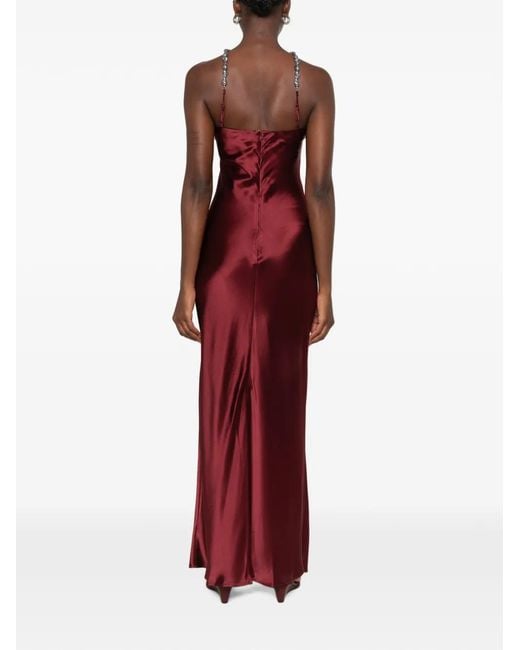 Staud Red Cadence Beaded-Halterneck Maxi Dress