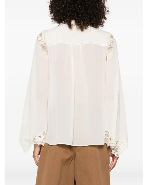 Blusa con ribetes de encaje Chloé de color White