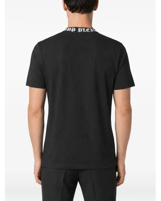 Philipp Plein Black T-Shirt Round-Neck Ss for men