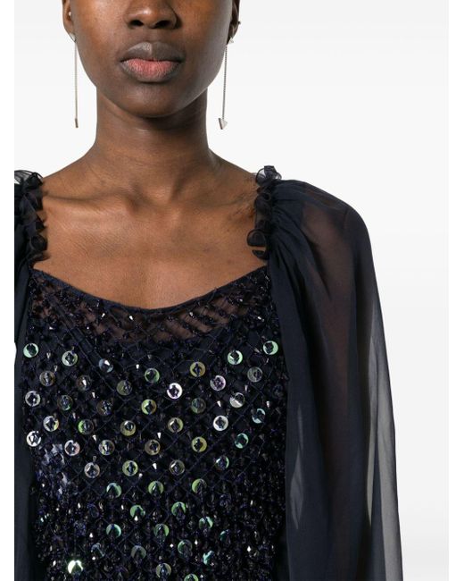 Alberta Ferretti Black Sequin-embellished Maxi Dress